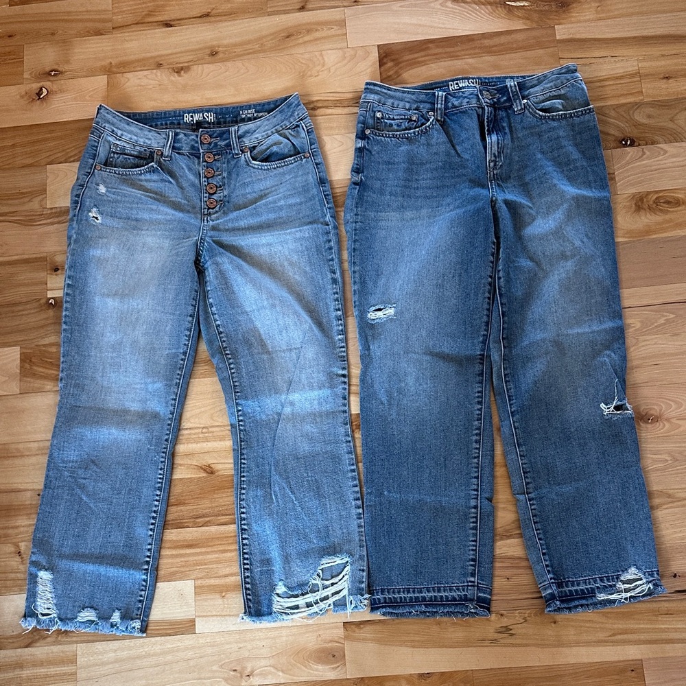 Rewash Blue Distressed Ankle Jeans